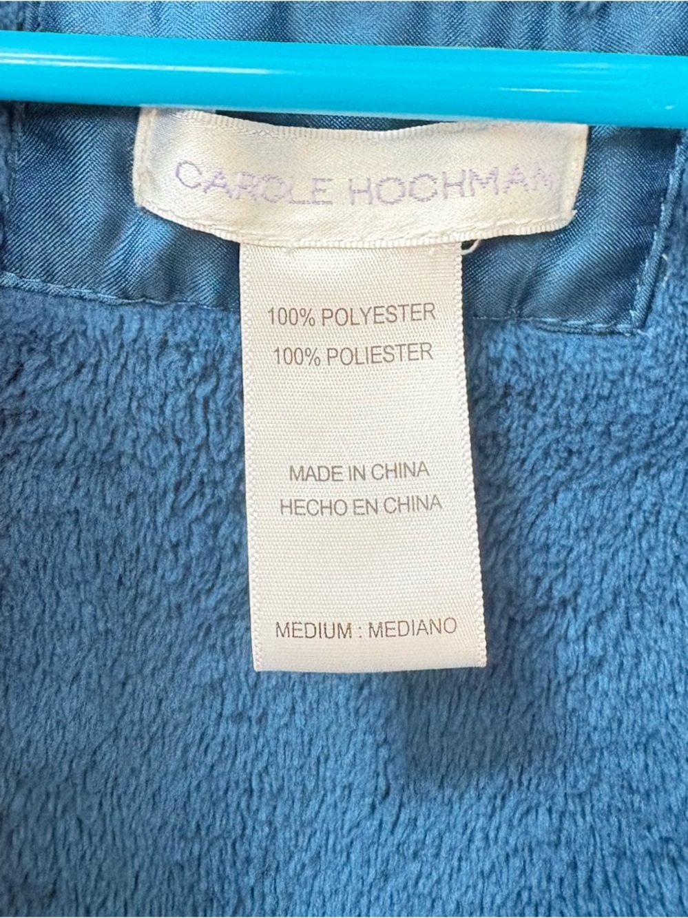 Midnight Teal Carole Hochman Plush Blue Robe bathrobe size M - Picture 4 of 6